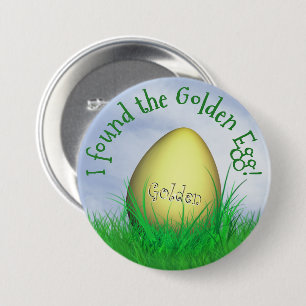 "I Found The Golden Egg" Typography Green Grass 7.5 Cm Round Badge