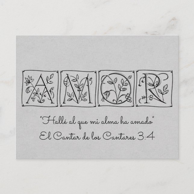 I Found the One my Soul Loves~Scripture~Spanish Postcard (Front)