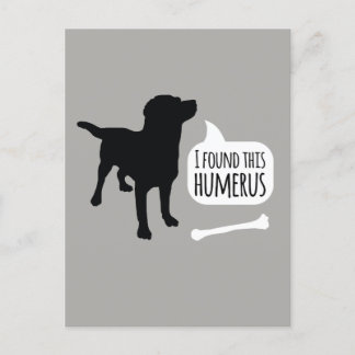 I Found This Humerus Dog with Bone Funny Postcard