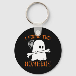 I Found This Humerus Fun Halloween Ghost Skeleton Key Ring