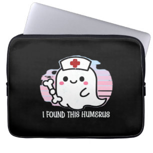 I Found This Humerus Funny Halloween Nurse Ghost B Laptop Sleeve