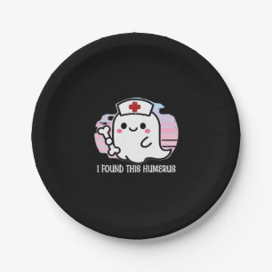 I Found This Humerus Funny Halloween Nurse Ghost B Paper Plate