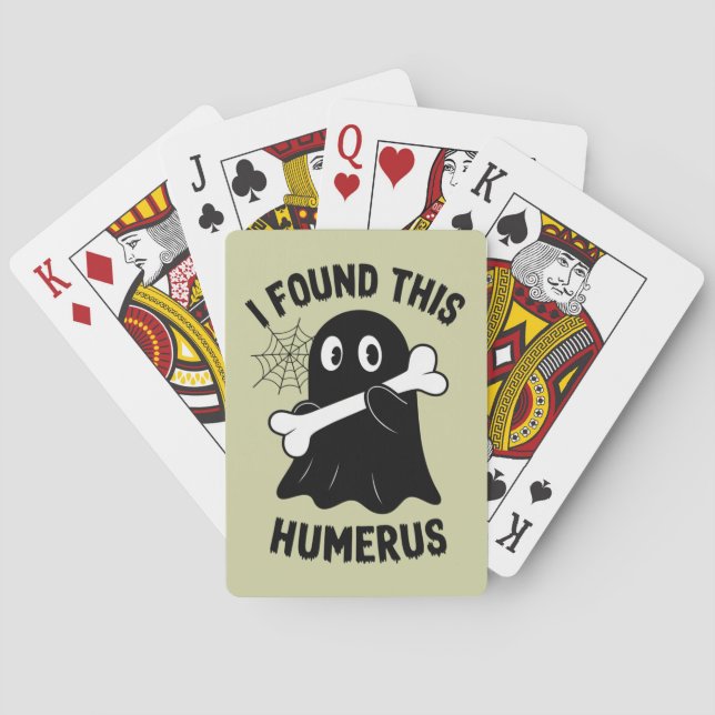 I Found This Humerus Halloween Ghost Playing Cards (Back)