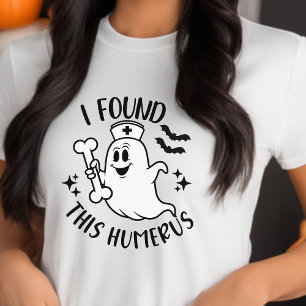 I Found This Humerus Halloween Nurse Ghost Tri-Blend Shirt