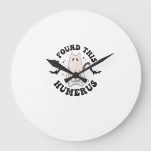 I Found This Humerus Humourous Funny Halloween Cat Large Clock