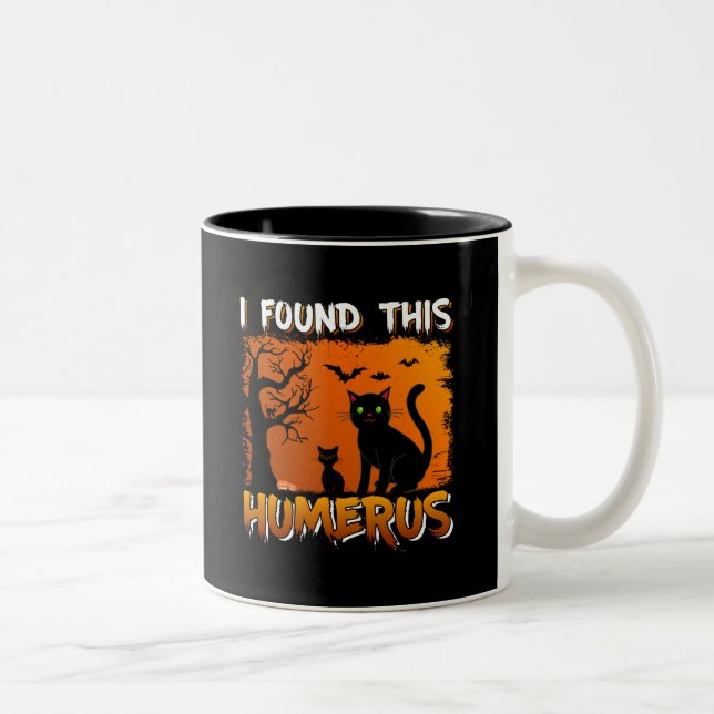 I Found This Humerus – Spooky Cats Two-Tone Coffee Mug (Right)