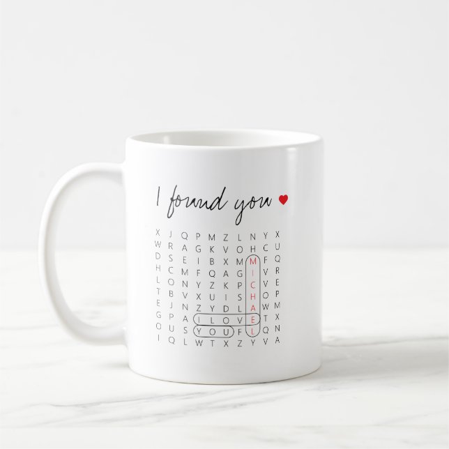 I Found You Word Search Game Photo Romantic Coffee Mug (Left)