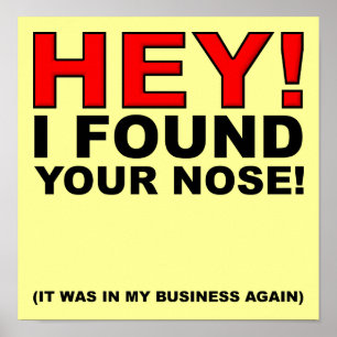 I Found Your Nose Funny Poster Sign