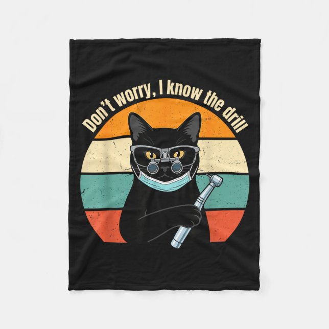 I Funny Don' Worry Know Drill Cat Fleece Blanket (Front)