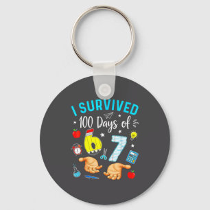 I Funny Survived 100 Days 67 Meme Key Ring