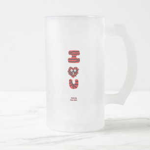 I Fuzzy U Large Frosted Glass Mug