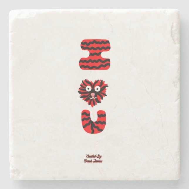 I Fuzzy U Marble Stone Coaster (Front)