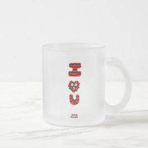 I Fuzzy U Small Frosted Glass Mug