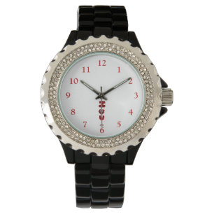 I Fuzzy U Women's Rhinestone Black Enamel Watch
