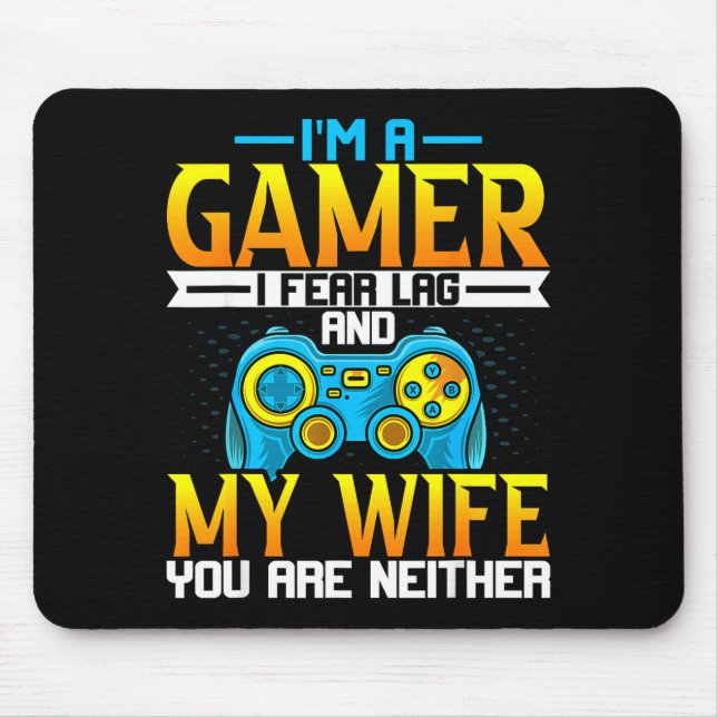 I Gaming Lover Husband Gamer Fear Mouse Mat (Front)