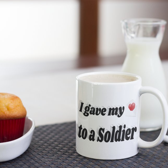 I Gave My Heart to a Soldier black text Large Coffee Mug (Creator Uploaded)