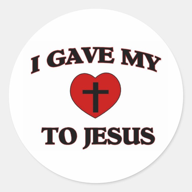 I Gave My (Heart) To Jesus Classic Round Sticker (Front)