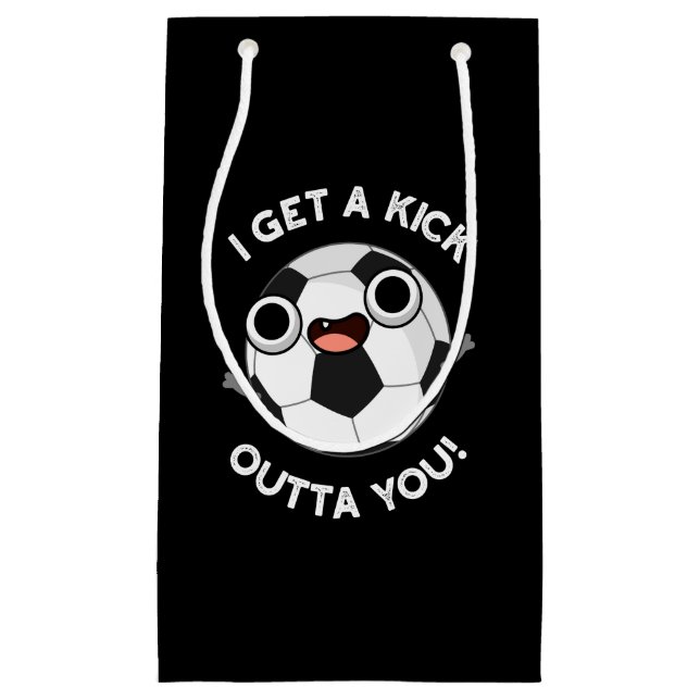I Get A Fick Outta You Funny Soccer Pun Dark BG Small Gift Bag (Front)