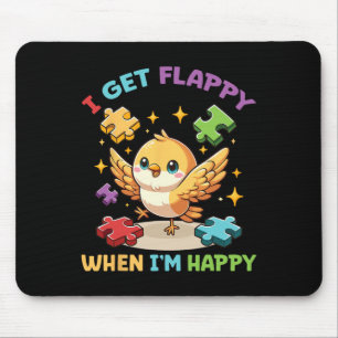 I Get Flappy When I'm Happy Cute Bird Autism Aware Mouse Mat