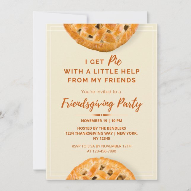 I Get Pie Friendsgiving Party Invitation (Front)