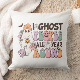 I Ghost People All Year Round Retro Groovy Ghost Cushion