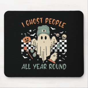 I Ghost People All Year Round Retro Halloween Ghos Mouse Mat