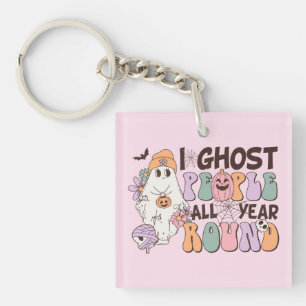 I Ghost People Halloween Key Ring