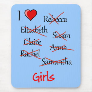 'I ♥ Girls' Mouse Mat
