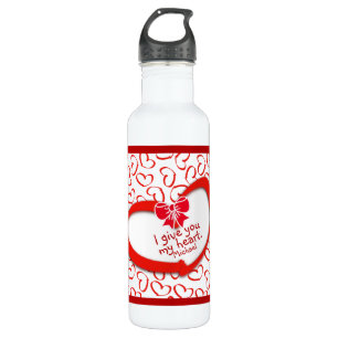 "I give you my Heart" Valentines Day Heart Pattern 710 Ml Water Bottle