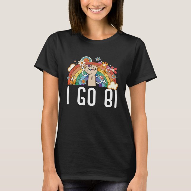 I Go Bi Bisexual Rainbow Pride March Bisexuality L T-Shirt (Front)