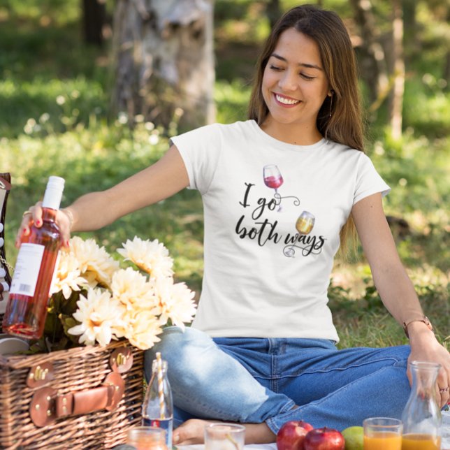 I Go Both Ways Red White Wine Humor Saying T-Shirt (Creator Uploaded)