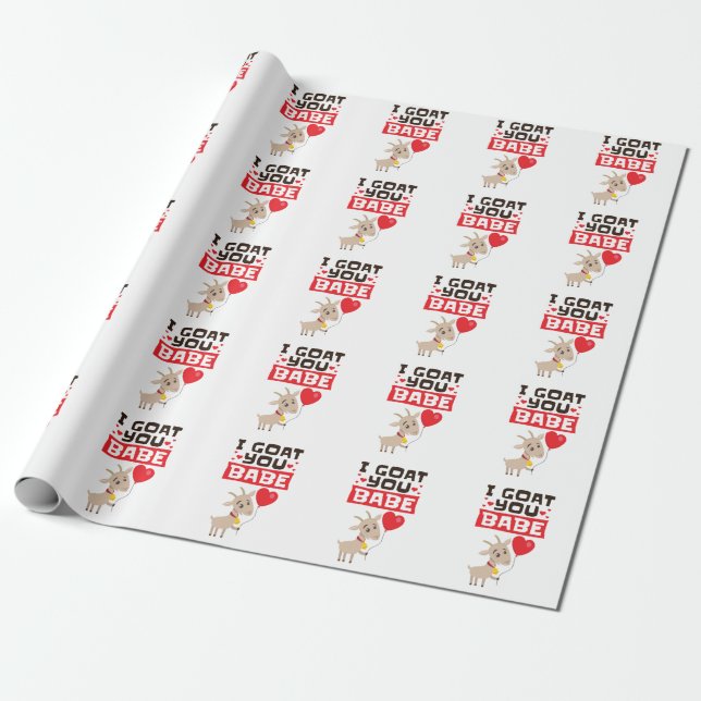 I Goat You Babe Valentine's Day Animal Lover Wrapping Paper (Unrolled)