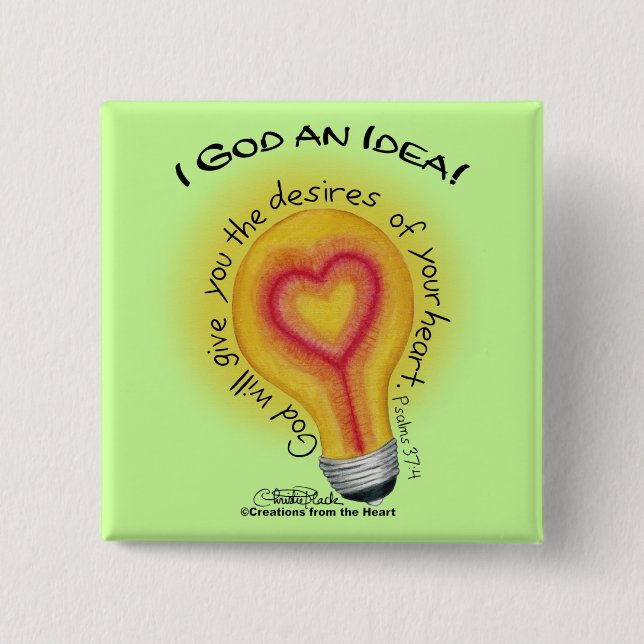 I God an Idea Lightbulb 15 Cm Square Badge (Front)