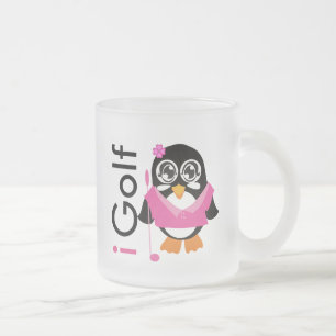 i Golf Penguin Frosted Glass Coffee Mug