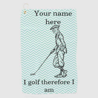 "I golf therefore I am"" Funny Personalised Towel