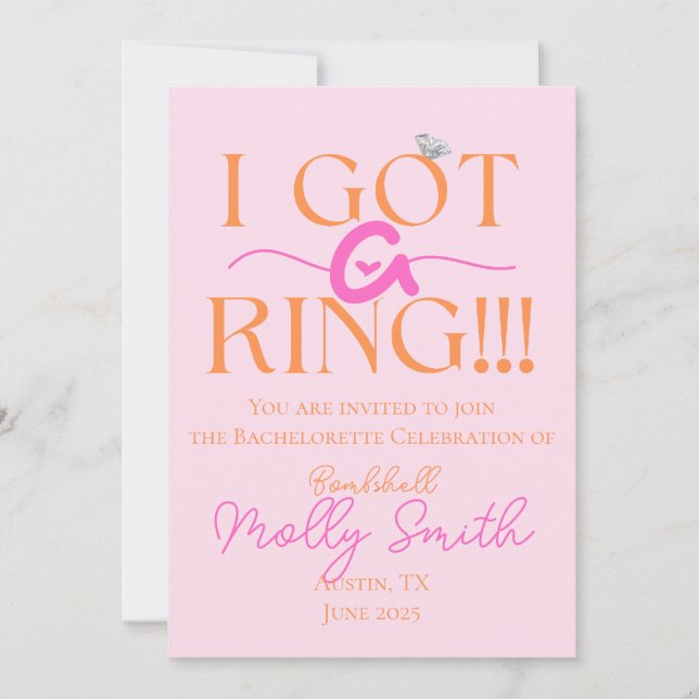 I Got a Ring - Tropical Bachelorette Itinerary Invitation (Front)