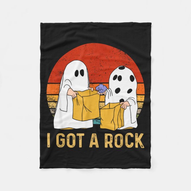 I Got A Rock Shirt Halloween Trick Or Treat Ghost  Fleece Blanket (Front)