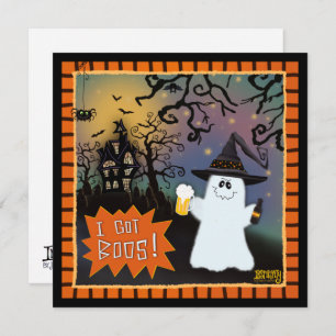 I Got Boos Cute Ghost Inspirivity Halloween Holiday Card