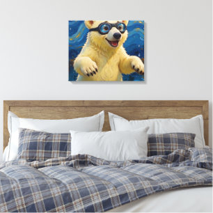 I Got Bubbles - Polar Bear Cub In Water Canvas Print