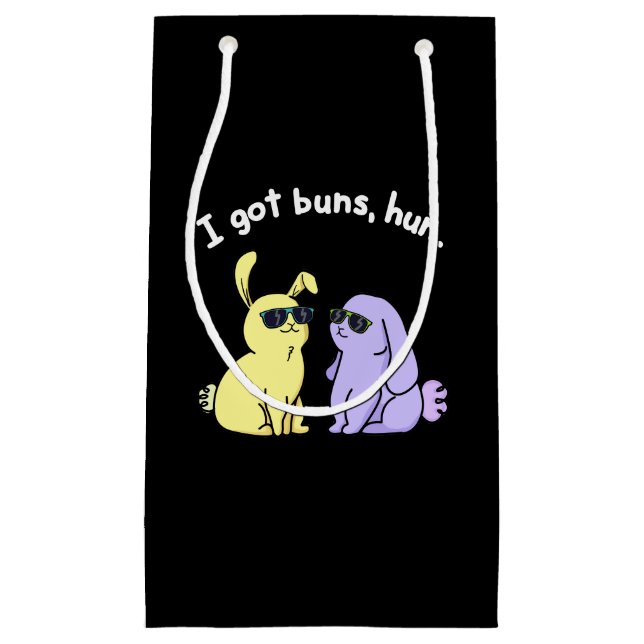 I Got Buns Hun Funny Bunny Rabbit Pun Dark BG Small Gift Bag (Front)