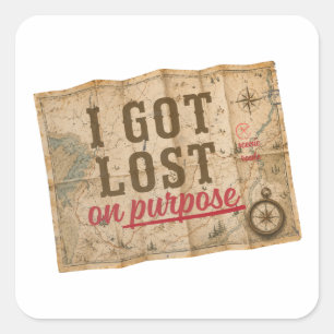 I Got Lost on Purpose Vintage Map Square Sticker