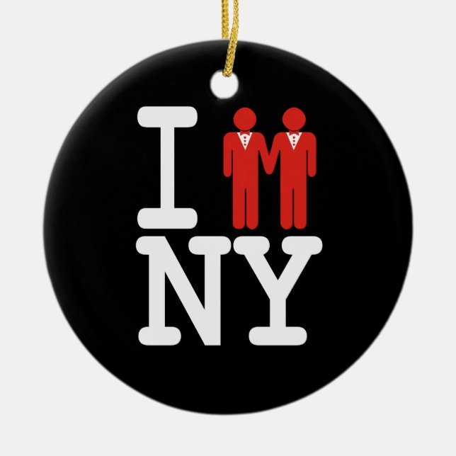 I GOT MARRIED IN NY MEN -.png Ceramic Tree Decoration (Front)