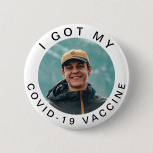 I Got My Covid19 Vaccine Typography Add Your Photo 6 Cm Round Badge
