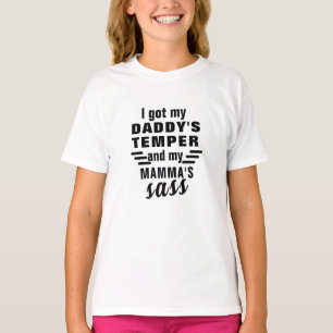 I Got My Daddy's Temper Print Girls Crew Neck T-Shirt