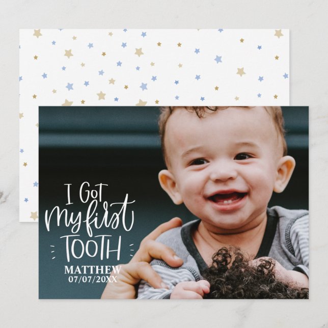 I got my First Tooth Baby Boy Photo Card (Front/Back)