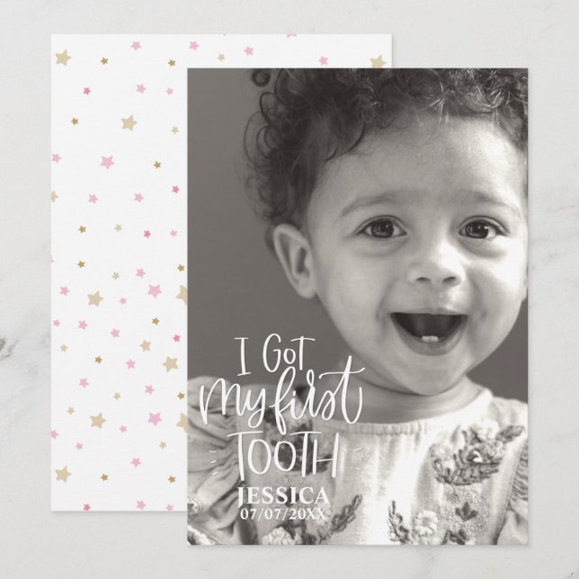 I Got my First Tooth Personalised Girl Photo Card (Front/Back)