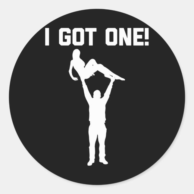 I Got One! Funny Bride Groom S Bachelor Party Long Classic Round Sticker (Front)