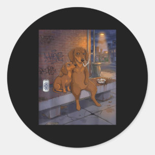 I Got That Dog In Me Funny Dachshund Smoking Beer  Classic Round Sticker