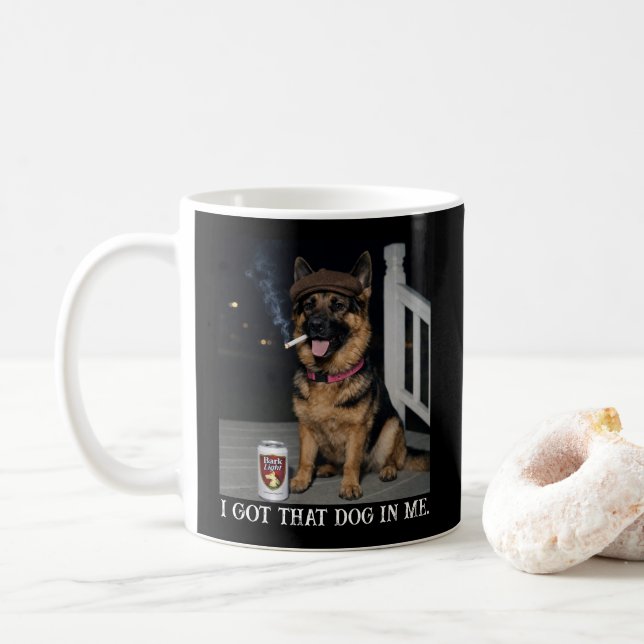 I Got That Dog In Me, Funny German Shepherd Meme Coffee Mug (With Donut)