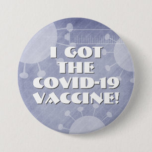 I Got the Covid-19 Vaccine Purple Striped Grunge 7.5 Cm Round Badge